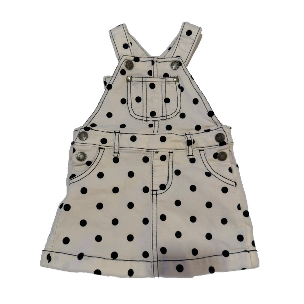 Carter's White Overall Dress with Black Polka Dots